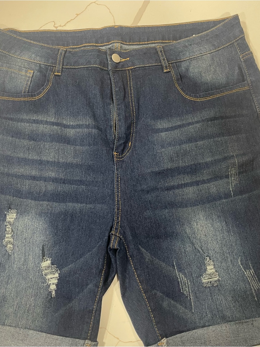 Women’s Dark Blue Distressed Denim Jeans